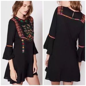 Joie Gosinda Embroidered Dress Black Boho Medium